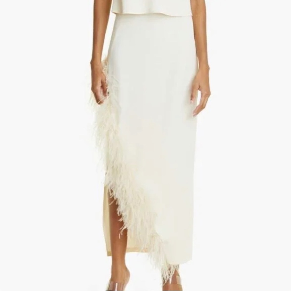 Lapointe Ostrich Feather Skirt Cream NWT Size 4